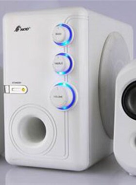 白色木质V11音箱21音响白色有源低K音炮桌面迷你巨炮电脑通用