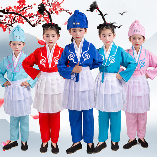 儿童古装京剧戏曲茶衣店小二服装秦香莲娃娃戏服S书童小仓娃演出