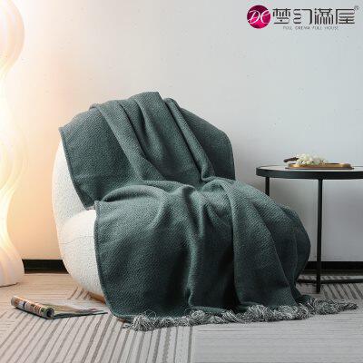 现代简约斜条纹床尾巾搭毯沙发床搭酒店民宿售楼部样板房间装饰毯