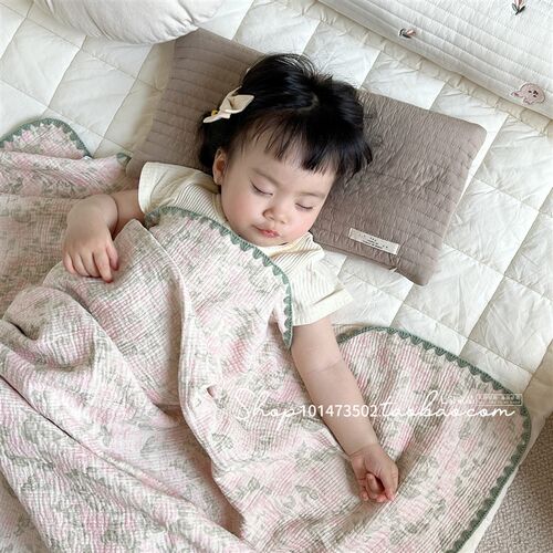 婴儿盖毯被子夏季薄款宝宝儿童浴巾纯棉纱K布毯子夏凉被午睡毯襁