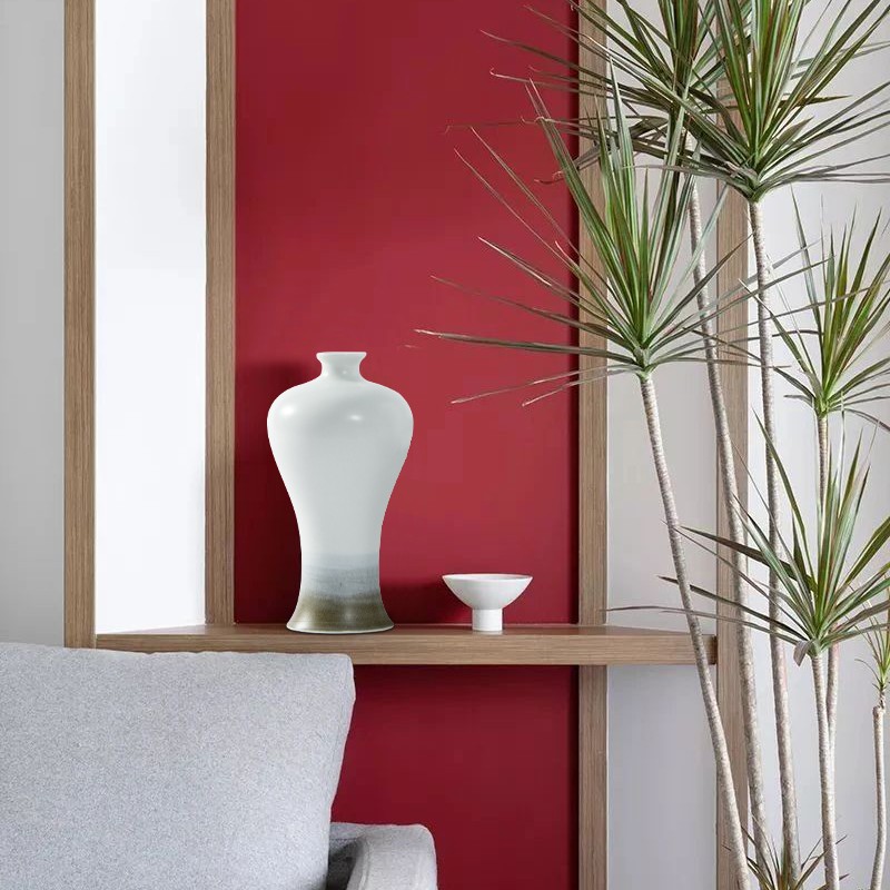 新中式水墨陶瓷梅瓶摆件禅意花瓶花器样板房餐桌民宿博古架装饰品