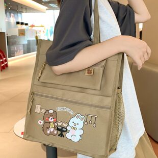 初中学生手提包拎书袋小学生儿童补习帆布袋女孩补课专用单肩书包