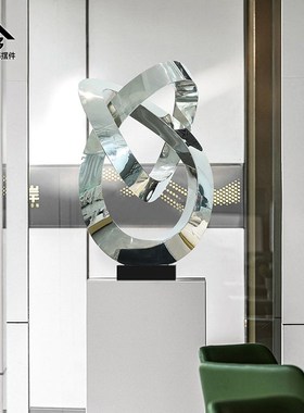 酒店大堂抽象雕塑售楼处大厅装饰品客厅落地摆件不锈钢金属工艺品