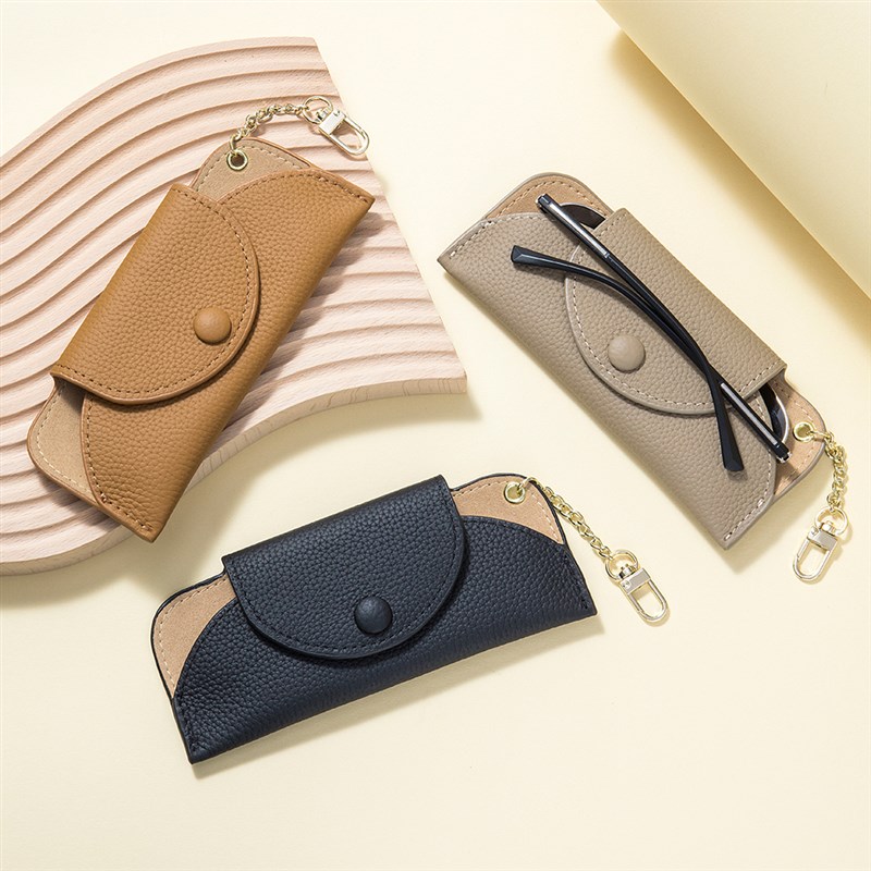 真皮眼镜包太阳墨镜收纳包级感时尚便携链条眼镜袋女防压保护套