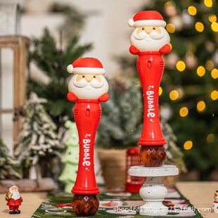 发光圣诞老人泡泡机魔法棒儿童圣诞礼物电动T音乐万圣节玩具