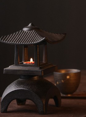 中式复古铸铁烛台蜡烛熏香炉家用室内茶桌宫灯摆件雪见灯创意香炉