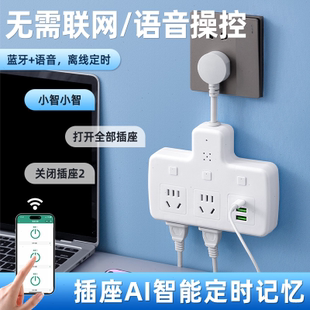 无需联网手机控制蓝牙控制开关语音离线AI智能循环定时插座转换器