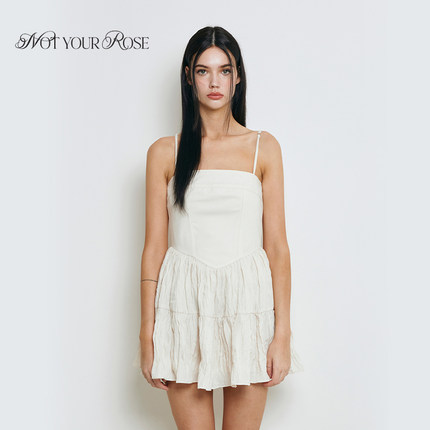 卢昱晓张元英同款丨Notyourrose夏季褶皱抹胸收腰a字吊带连衣裙女