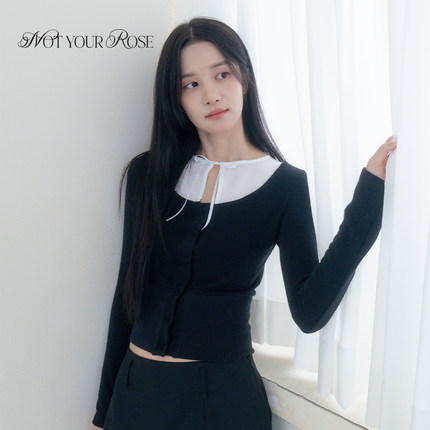 Notyourrose秋25新款叠穿设计罗纹开衫法式休闲风长袖T恤女
