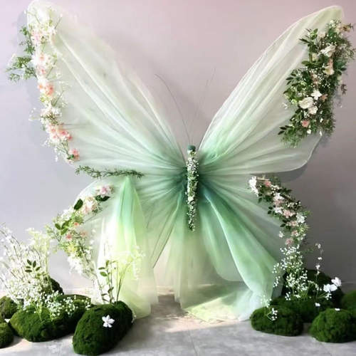 网红蝴蝶婚礼店铺软转摆件装饰