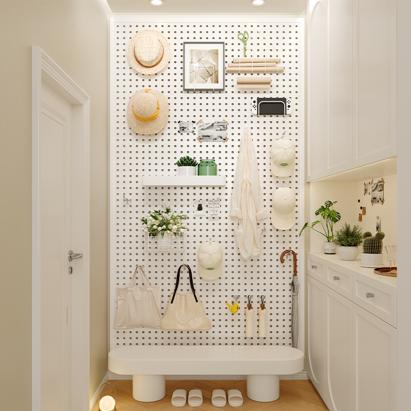 速发奶收风洞洞板置物饰入户玄关不锈钢墙面工具墙上油纳装架能挂