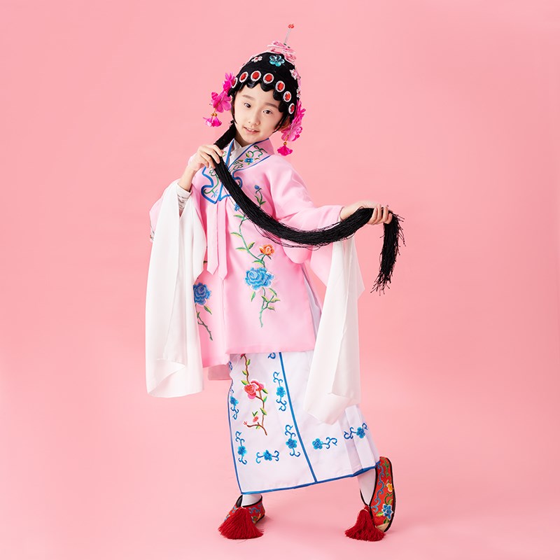 现货速发儿童戏曲线帘子京剧戏剧青衣花旦包头头饰古装假发线帘子