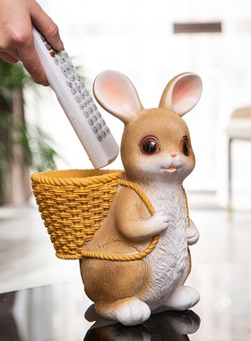 速发摆爱兔子玄小收纳摆件创意家居客厅房间布置装饰品家装关可设