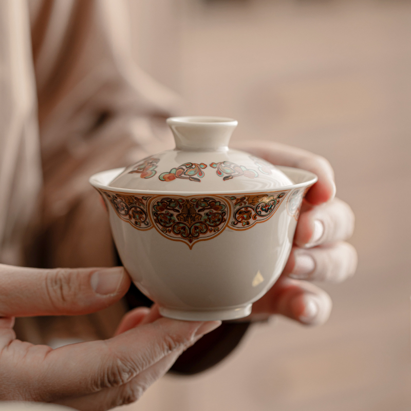 速发草木灰盖碗陶杯单个高烫茶瓷泡茶器中式复古手工不档手喝