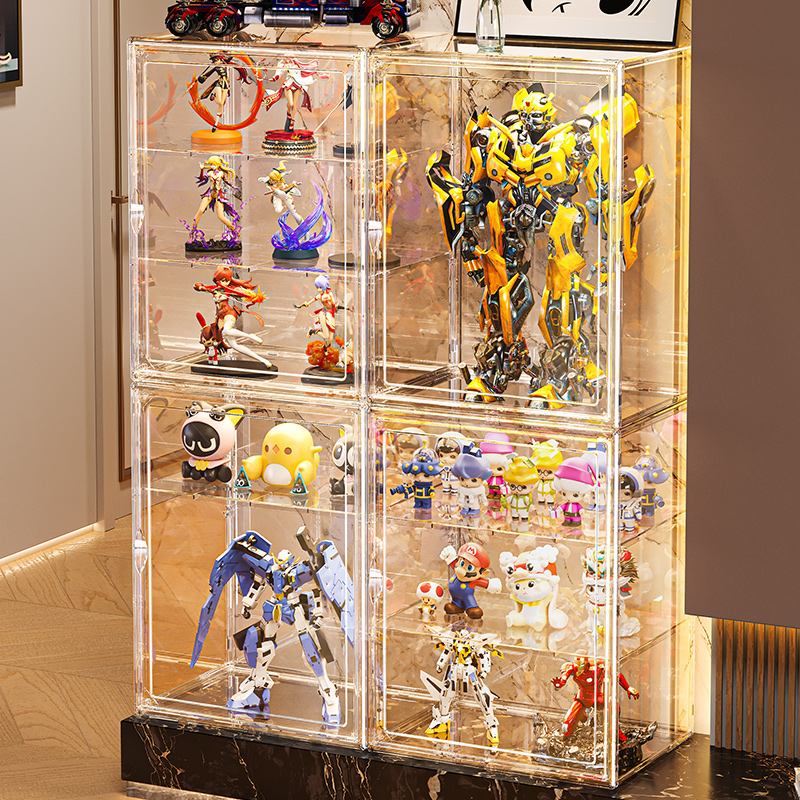 速发收纳展示架积木透明防尘收纳盒泡泡玛展模型亚克力特示盒