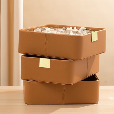 速发家收衣柜衣橱无格分格文衣盒内胸放内裤三合一皮质用