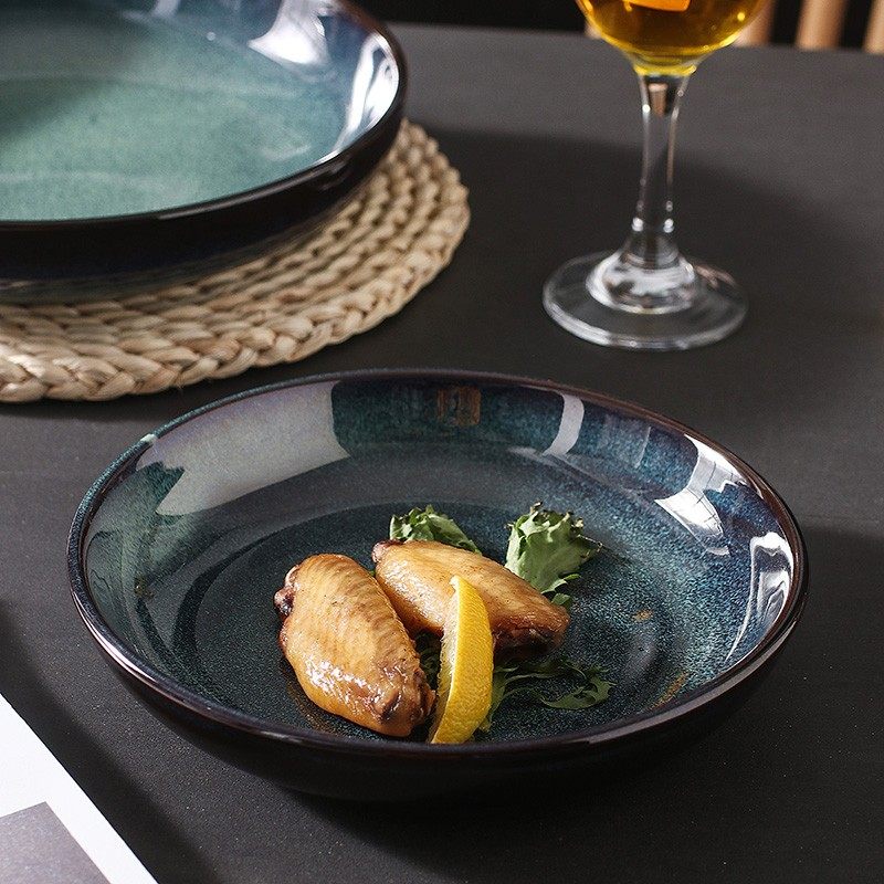 速发创瓷窑变大鱼盘子日式陶意餐盘家用餐具剁椒鱼头大盘风碗