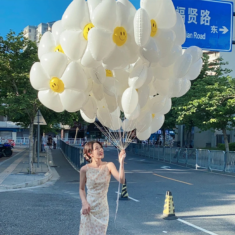 速发太花户外气球雏照铝膜花朵摆摊道童生日装饰场景布置拍菊儿具