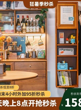 速发实木可旋转镜复全身镜收纳杂志柜子古隐藏式穿衣镜家用落地镜