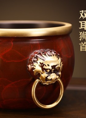 速发黄铜铜缸聚宝盆摆件客厅玄关装饰品聚财故宫缸开业礼品