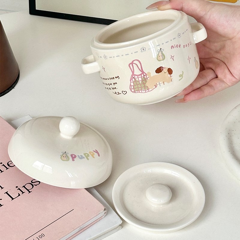 陶瓷炖锅,家用双盖带盖防水蒸锅,炖专用K锅,燕窝蒸蛋碗,汤炖锅