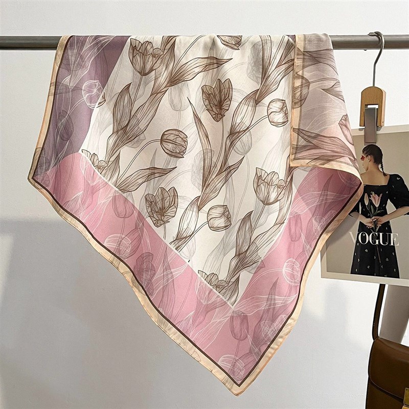 2025新款春秋时尚百搭丝巾女68cm小马绿色装饰中方巾Y丝绒手感围