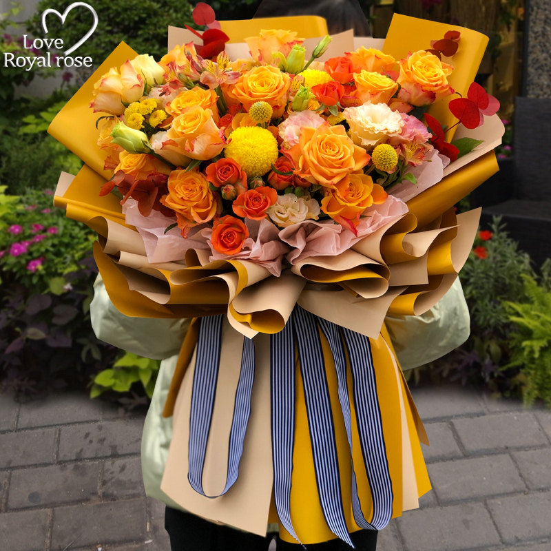 杭州鲜花速递同城玫瑰花绣球桔梗混搭花束爱人P生日订花店送花上