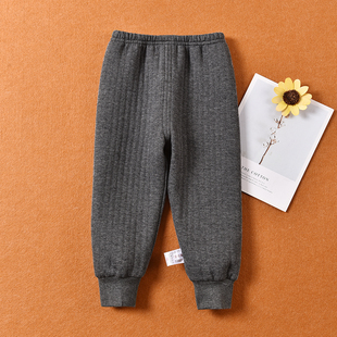 儿童三层夹棉卫生裤宝宝空气w棉内搭裤婴儿可开裆保暖裤长裤子秋