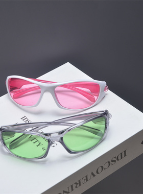 夏季新款司机骑行防紫外线炫彩太阳E眼镜男女潮人嘻哈蹦迪街拍墨