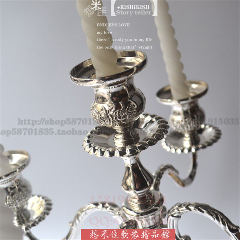 西餐银色蜡烛台金属五头欧式x蜡台酒店家居婚庆样板房烛光晚餐烛