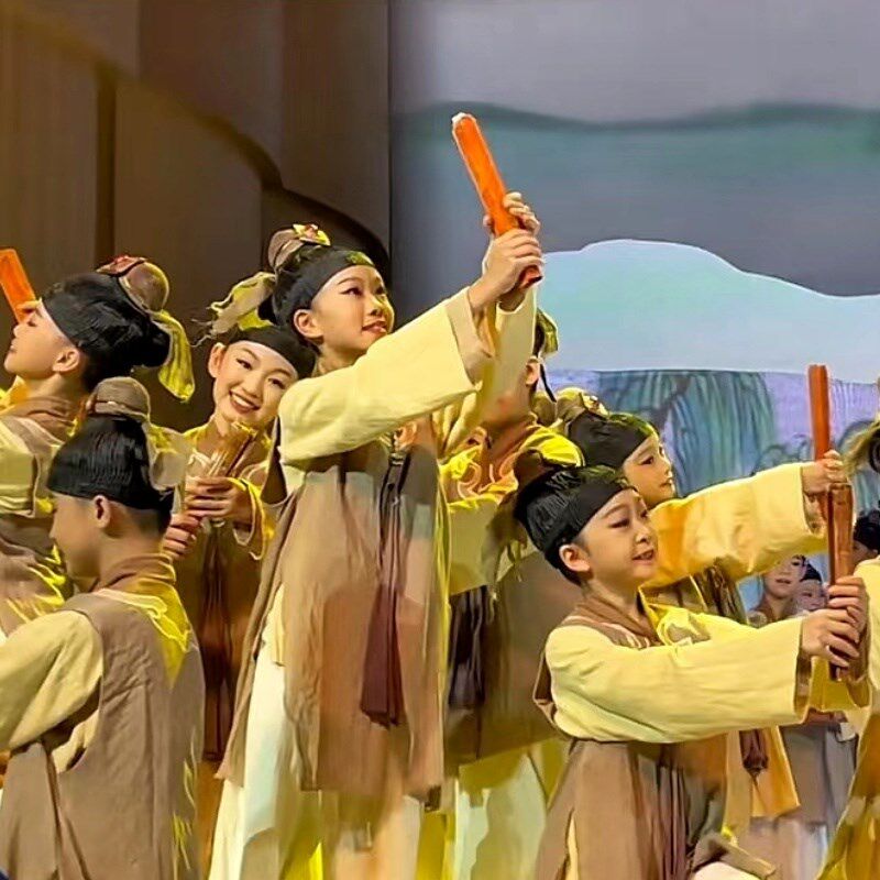 2024新款儿童书童演出服春晓江南古诗声律M启蒙锄禾国学剧古装汉