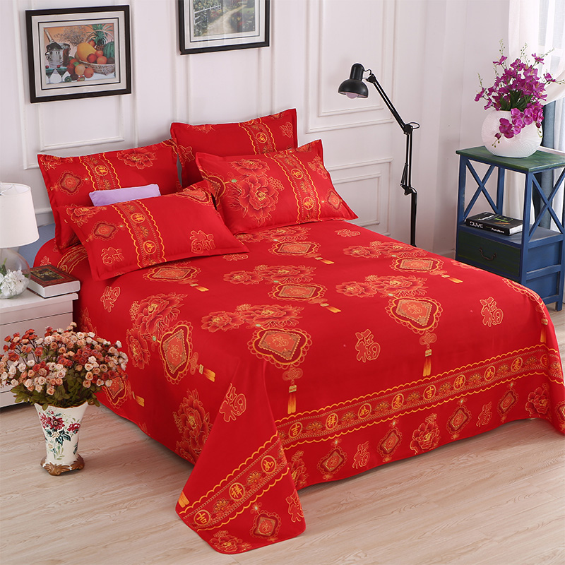 大红色床单单件1.2m1.5米单人床z夏季亲肤磨毛2.3/2.5米双人被单