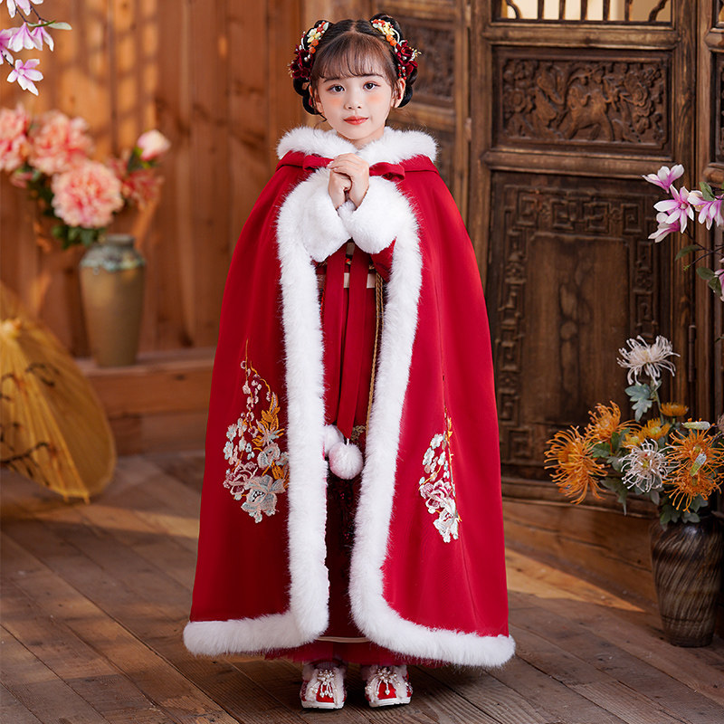 女童汉服冬款拜年服女宝中国风2y023新款古装过年冬季儿童新年唐