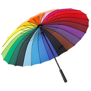 24骨超大长柄i雨伞大号直柄男士 三人双人加固防风女广告伞定制log