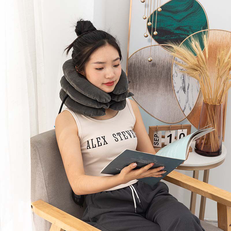 充气护颈枕 Uh型枕家用三层颈椎脖子颈椎枕头家用神器颈托户外便