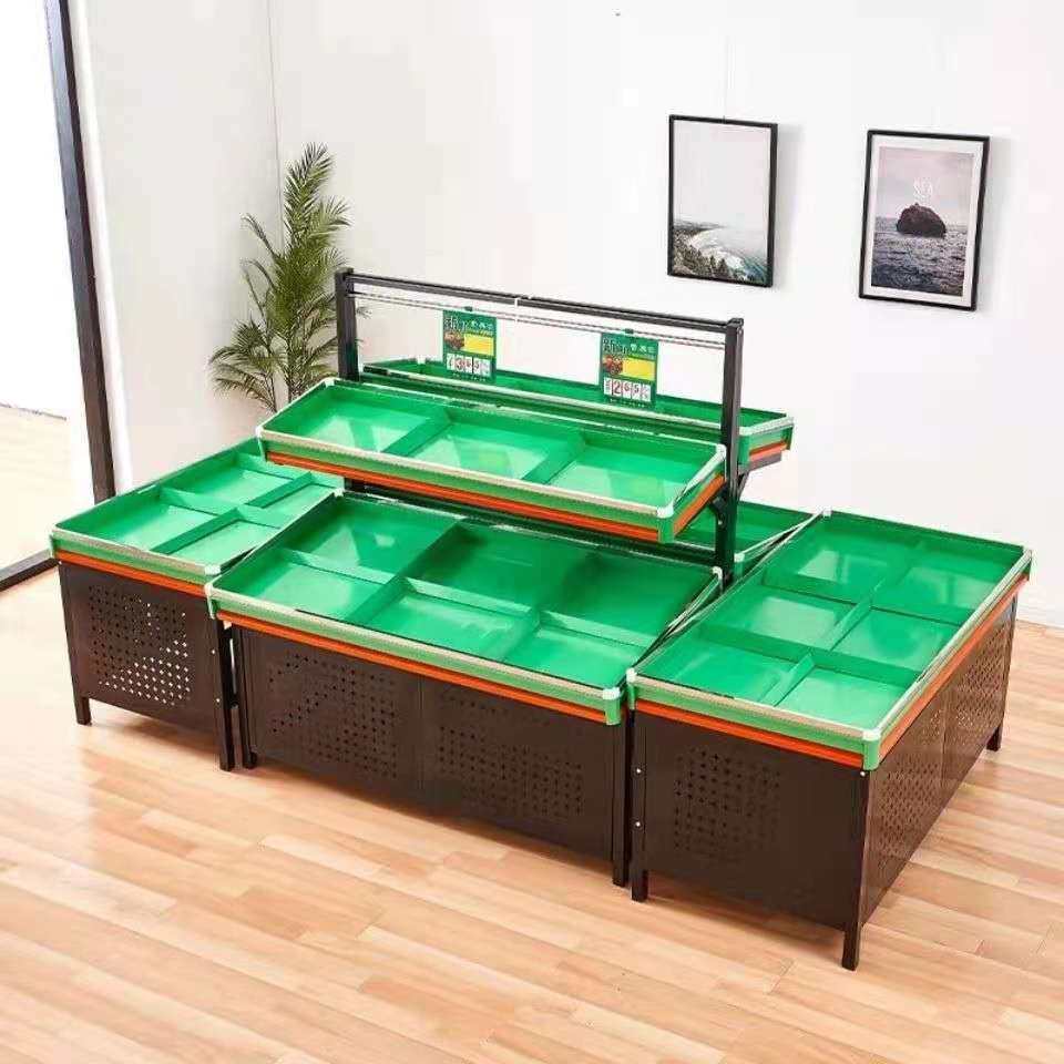 超市蔬菜水果货架加m厚蔬菜水果店货架果蔬架双层蔬菜水果展示架