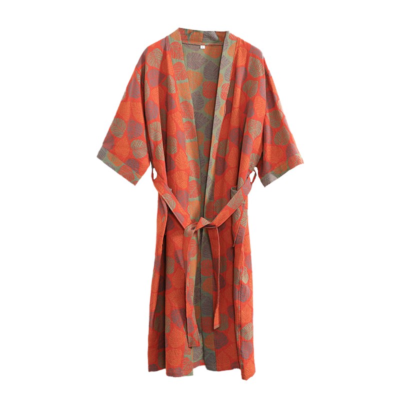 中长款纯棉睡袍大码女胖mmu棉纱夏季薄款宽松浴袍家居服睡衣200斤