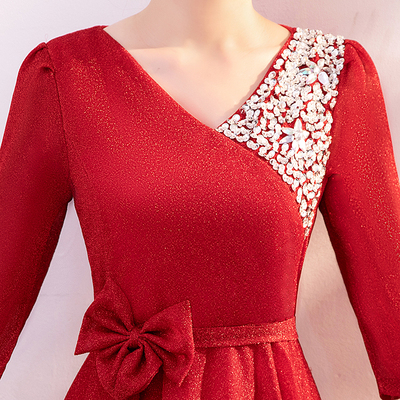 2021新款合g唱服演出服女主持人长裙比赛服装合唱团队晚礼服连衣