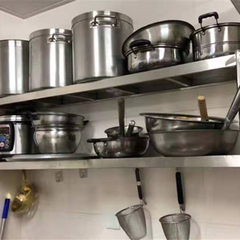 304墙上架厨房不锈钢双层三层壁挂式置K物架碗架调料挂墙架锅吊架