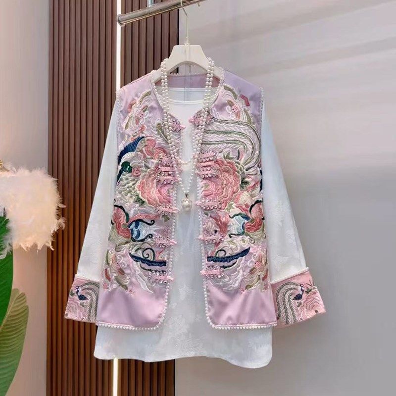 胖妹妹亮钻盘扣花朵国风马甲w大码女装复古风百搭拼色袖口打底衬,女装/女士精品,大码内搭,淘宝优惠券,粉丝福利购,淘宝优惠卷