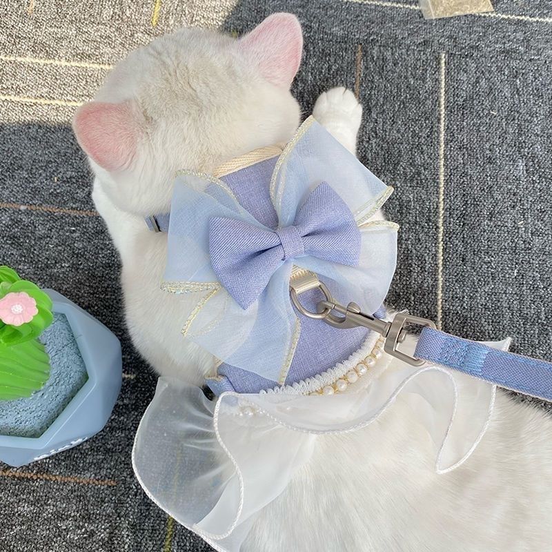 猫咪牵引绳仙女背心式胸背带栓猫链外出专用衣服猫用W品溜猫绳网