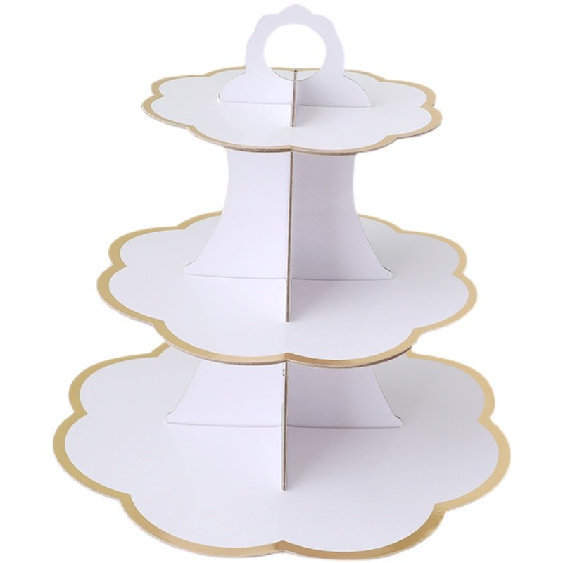 生日布置甜品台摆件婚礼展w示架子一次性三层摆台蛋糕托盘点心架