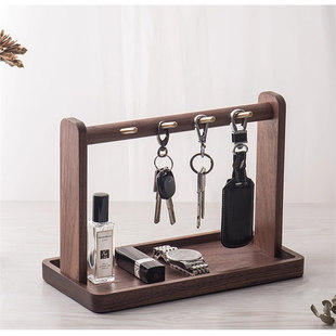 北美黑胡桃木钥匙架子整理用具创意简约玄关入户钥匙收纳托盘