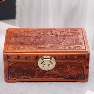 花梨木实木首饰盒复古珠宝盒家用耳环项链收纳盒家用木制手饰品盒