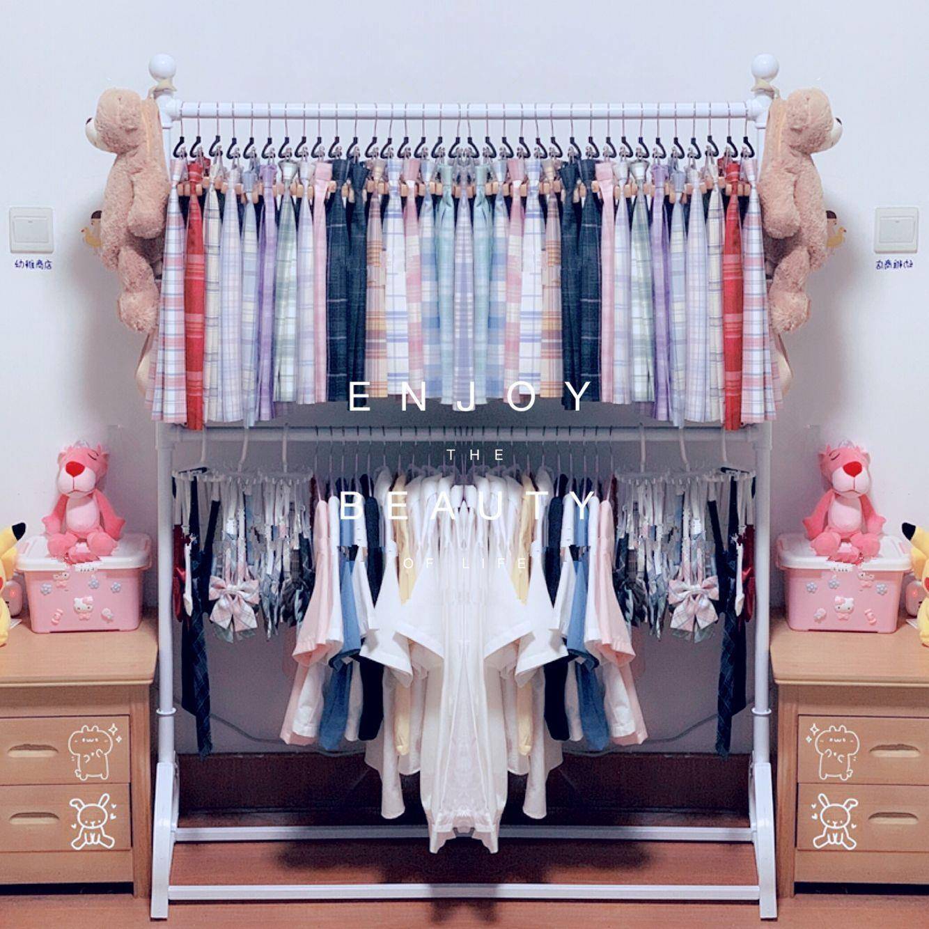 女装服装店展示架落地童装店货架铁艺陈列架jk制服格裙双层挂衣架