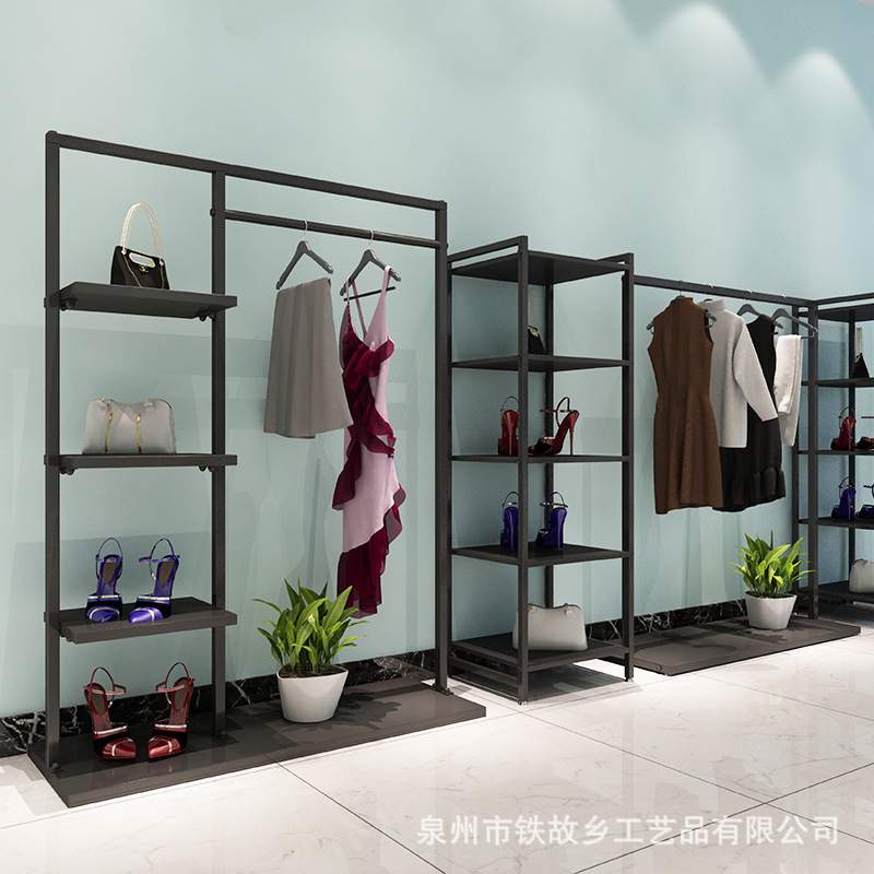 黑色北欧简易挂衣架展示架  铁艺家用小户型收纳架衣帽架衣服架子