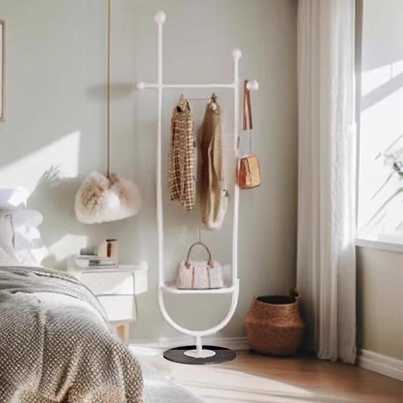 奶油风挂衣架落地卧室小户型超窄衣帽架创意家用客厅简易收纳架