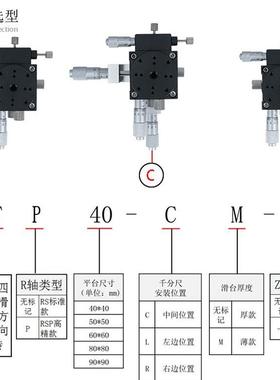 Xyzr轴滑动手动精密微调移动平台自动位移四维Lt40-125库存
