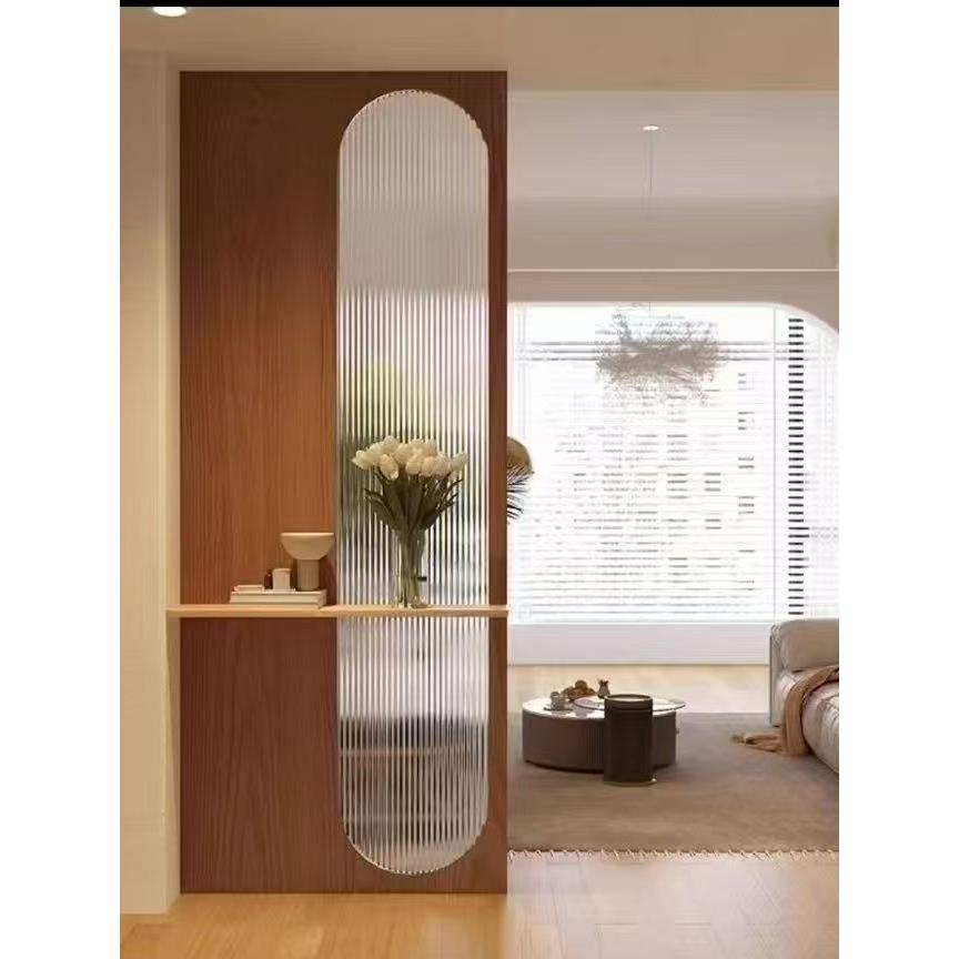 新中式客厅入户玄关隔断屏风进门遮挡实木覆古玻璃装饰屏风