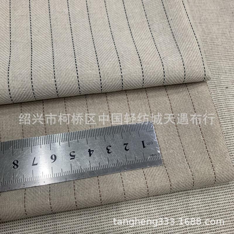 夏季高档条纹亚麻布料弹力棉麻细海绵垫/布料/面料/